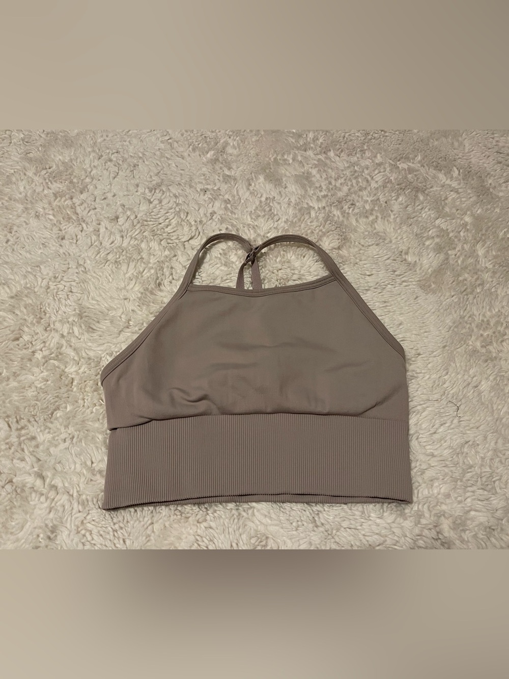 Lululemon Ebb to Street Longline Bra High Neck Taupe Size 4